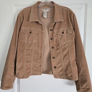 Vintage A.M.I. Y2K Women's Size M Tan Corduroy Jacket Stretch Boho Trucker-Style
